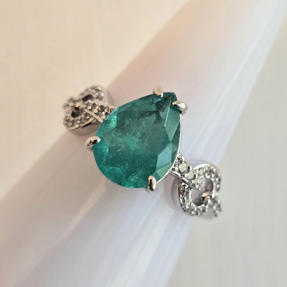 Bomb Party RG97660 Size 9 Ring - Always Ask Twice Brazilian Emerald Rhodium NEW